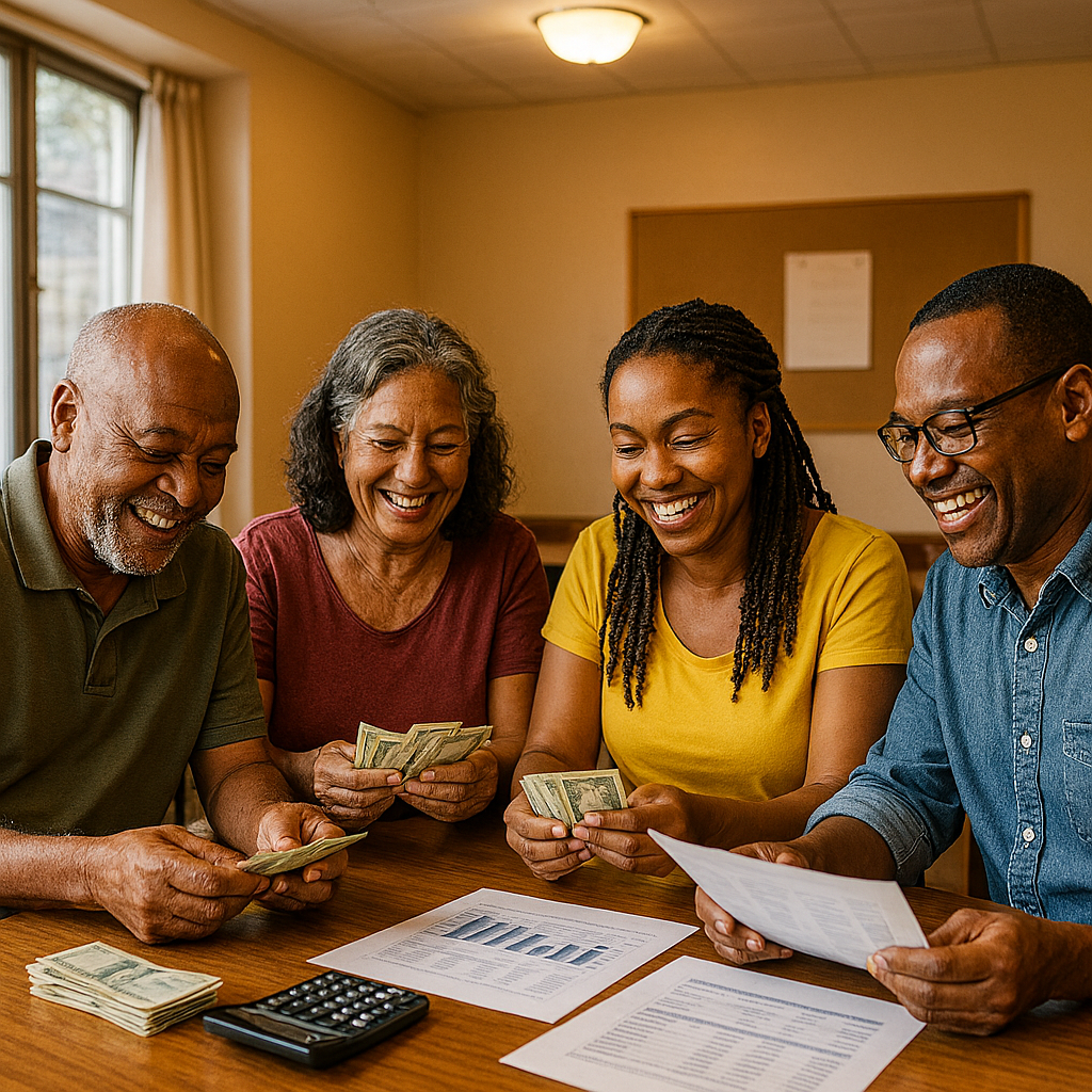 Chama members at a financial meeting